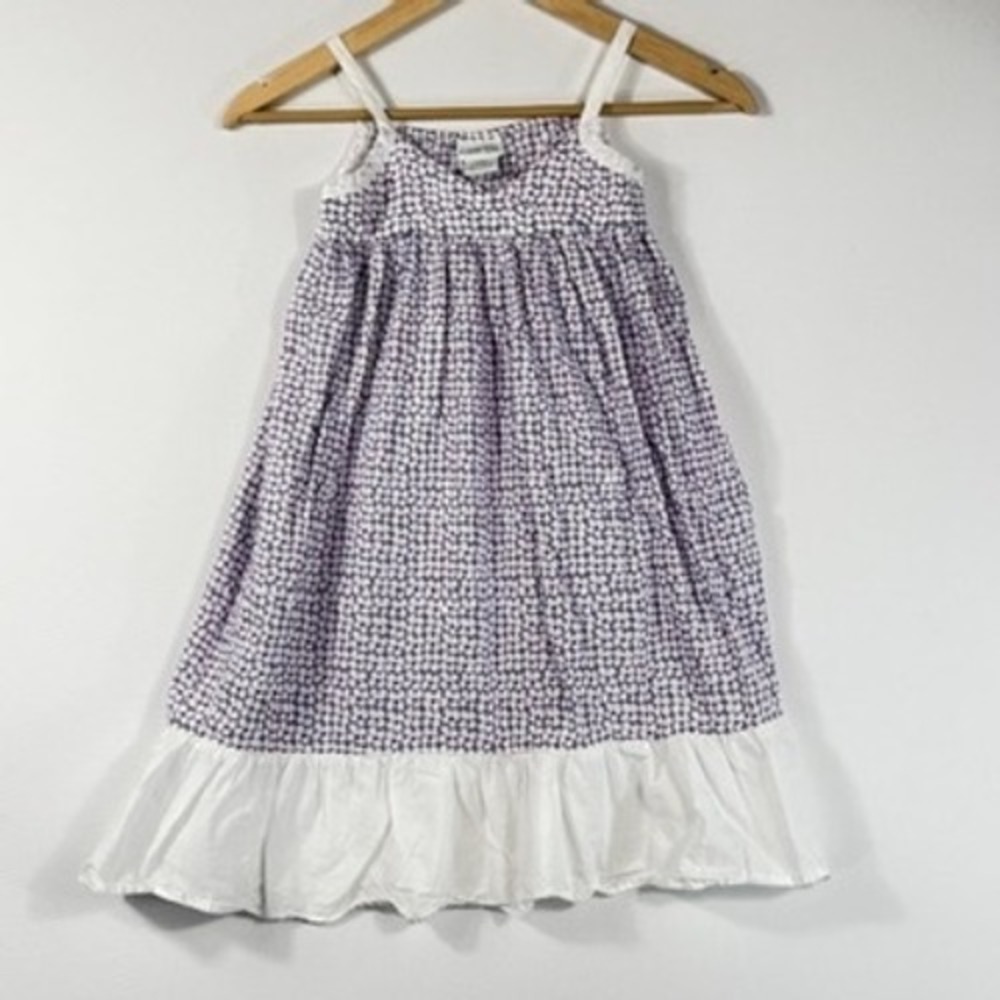 Naartjie Floral Ruffle Dress Girls Sz 5 Purple White Cottagecore Boho Whimsical